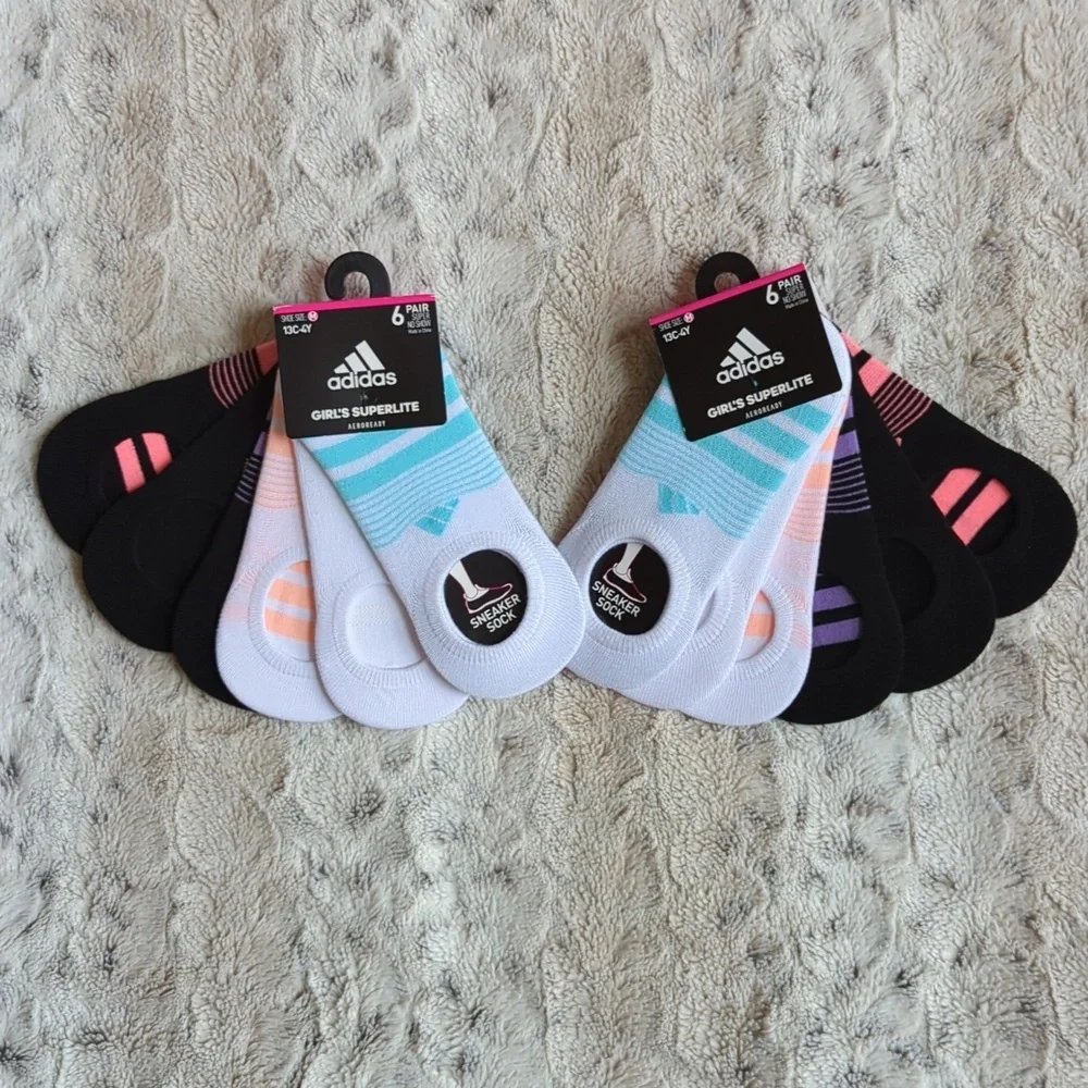 12 Pairs adidas Girls' Superlite No Show Socks